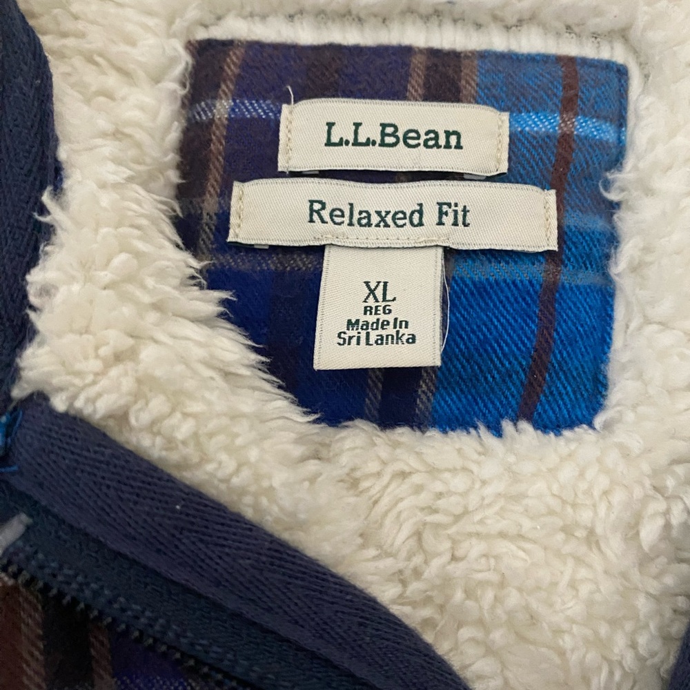 L.L. Bean Blue and Brown fleece lined Plaid Jacket size XL - Picture 3 of 8